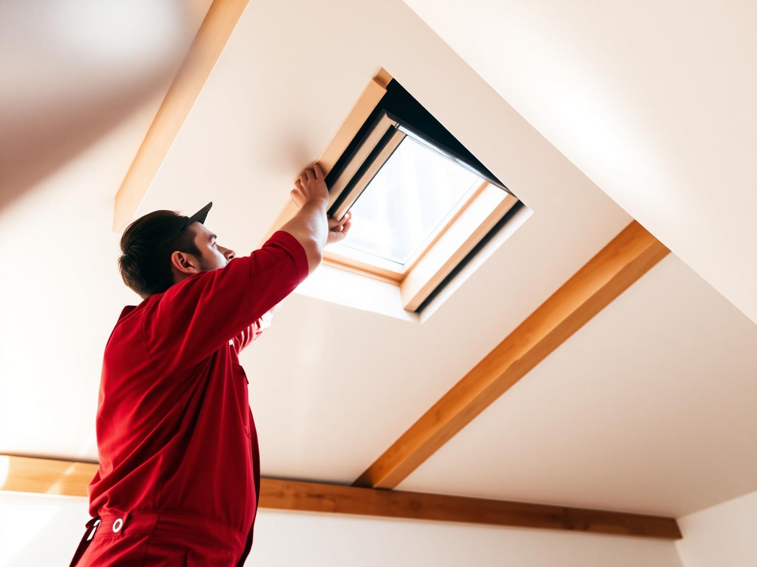 VELUX monteur plaatst nieuw dakraam in lichte zolder